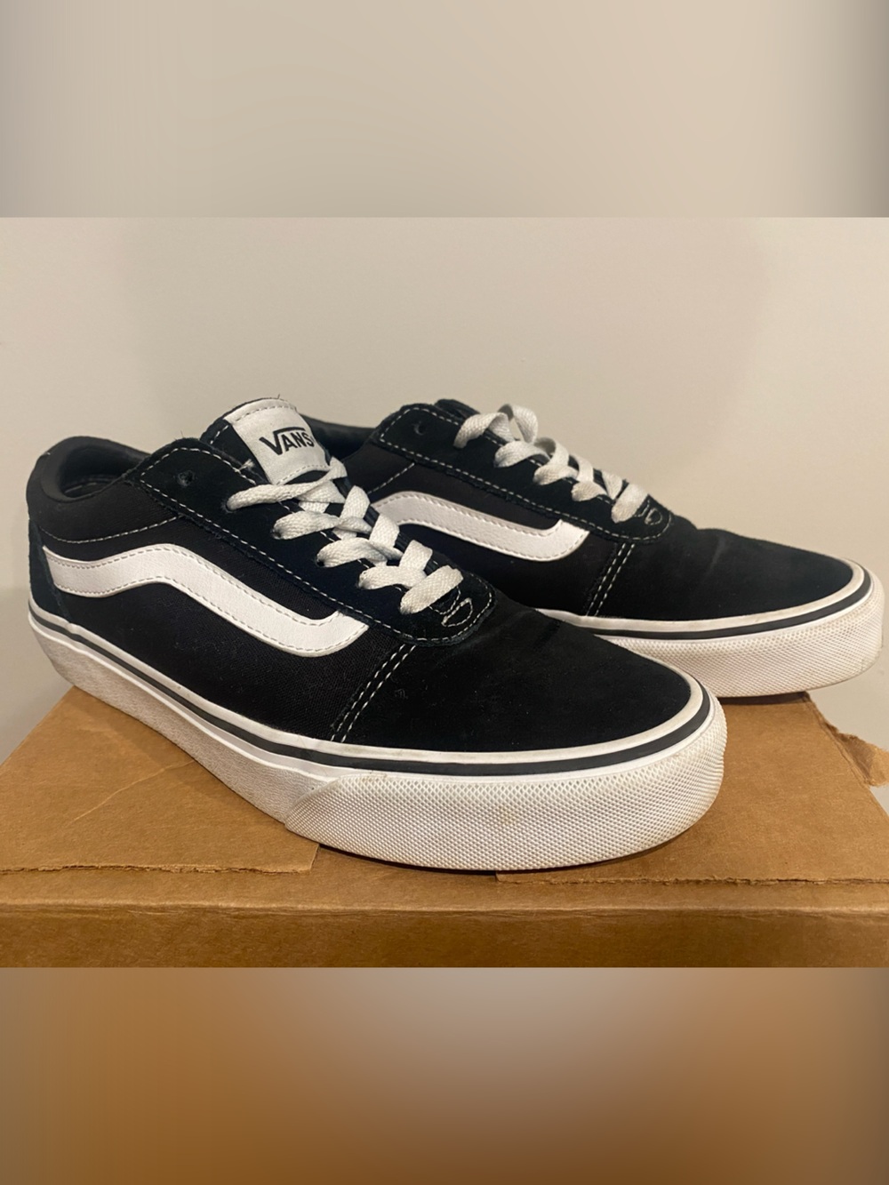 Vans Black and White Old Skool Low-Top Sneakers